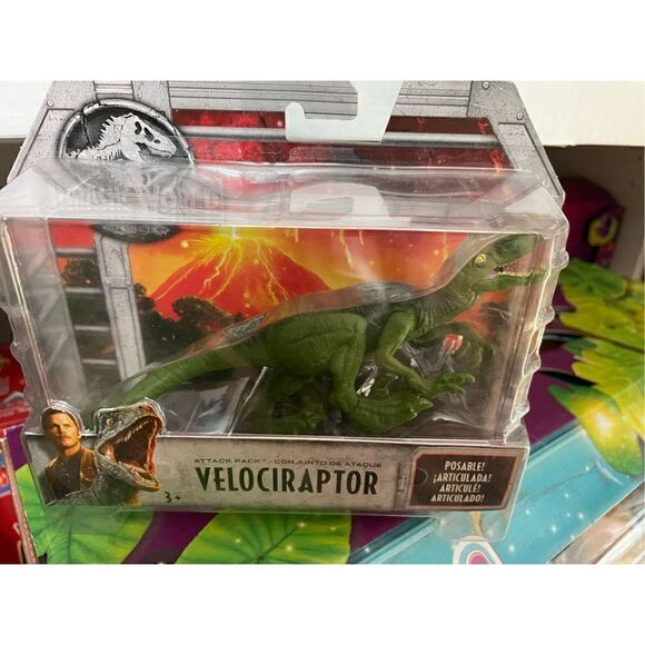 Jurassic World Fallen Kingdom Attack Pack DINOSAUR VELOCIRAPTOR NEW NIB - Picture 1 of 4